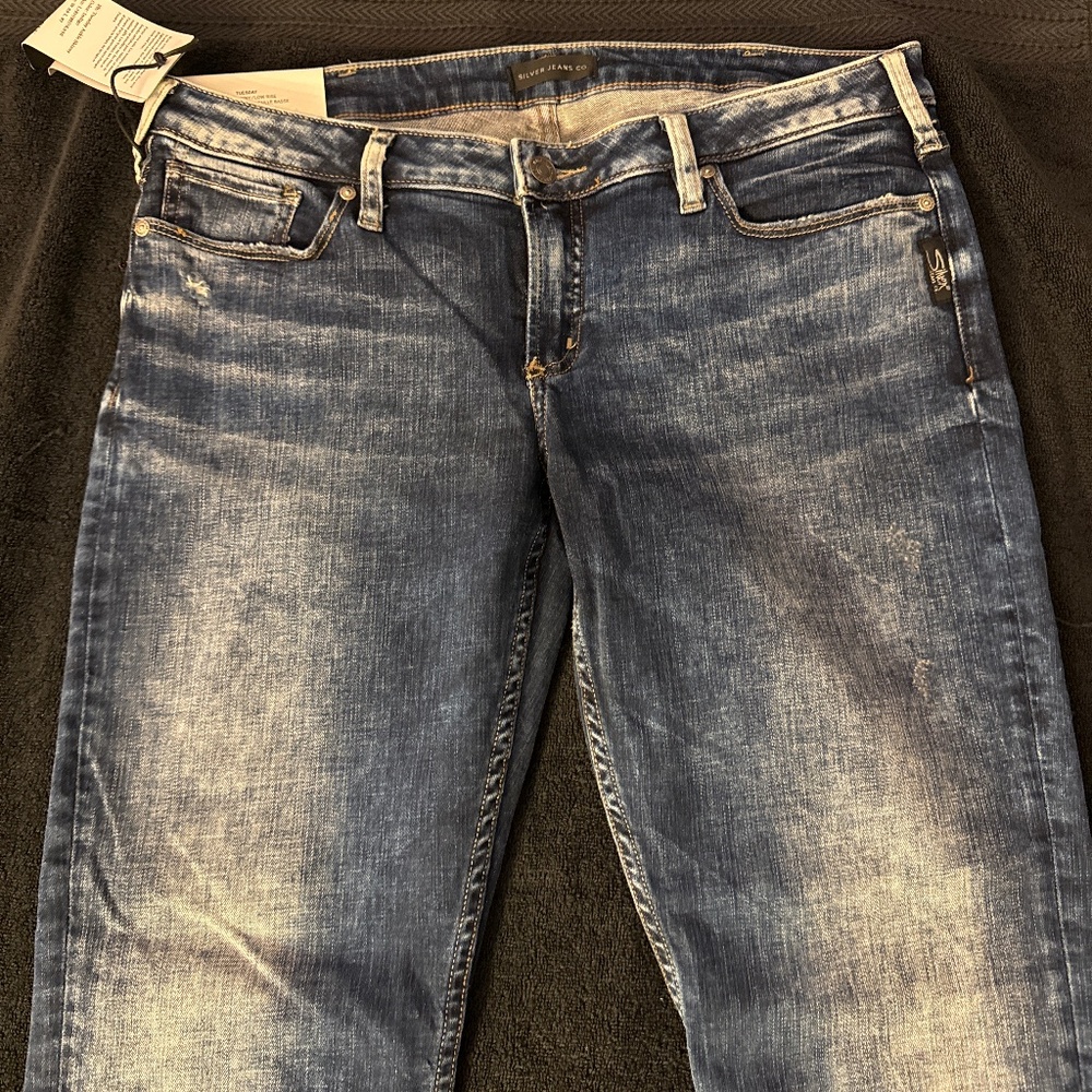 Silver cropped ankle jeans